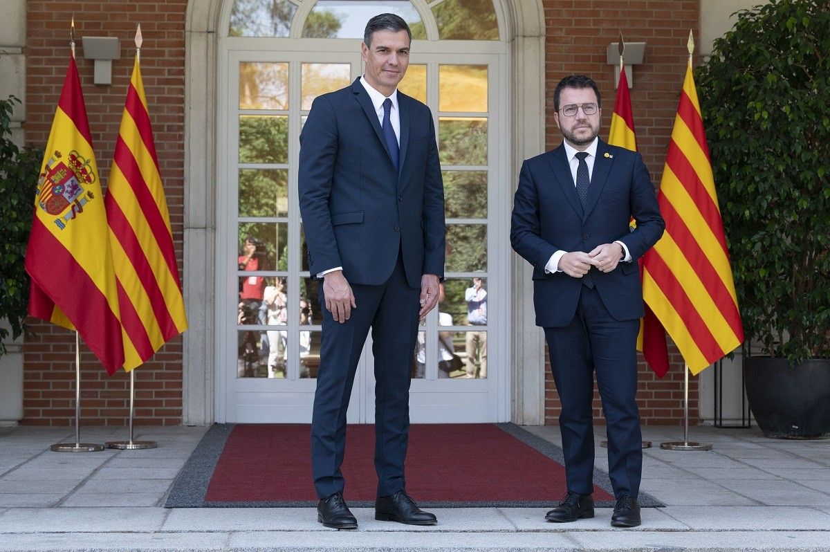 Pedro Sánchez i Pere Aragonès, el divendres 15 de juliol a la Moncloa.