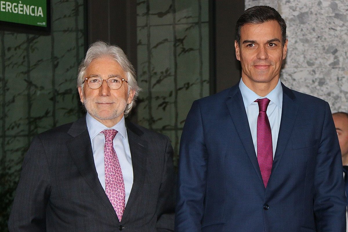 El president del govern espanyol, Pedro Sánchez, amb el president de Foment del Treball. 