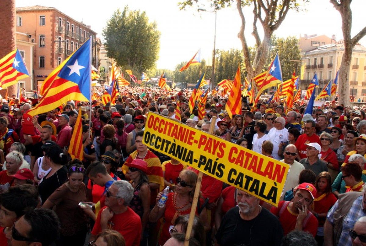 Manifestació a Perpinyà el 2017 per defensar el nom de País Català per a la Catalunya Nord.