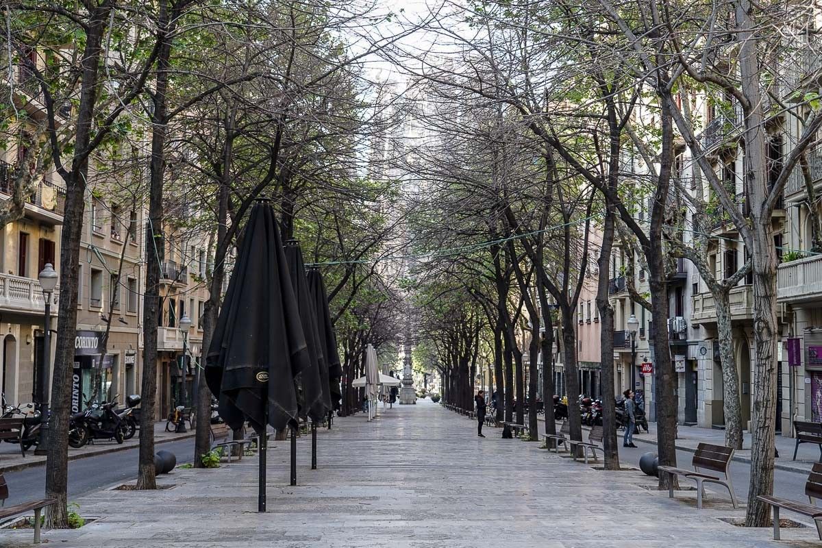 L'Avinguda Gaudí de Barcelona, durant el confinament