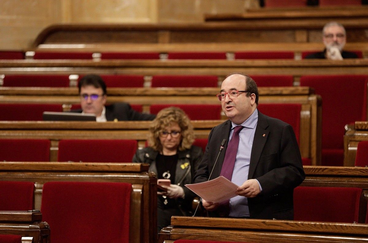 El primer secretari del PSC, Miquel Iceta, en l'últim ple del Parlament. 