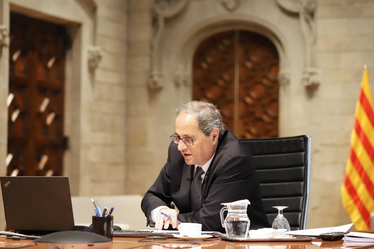 El president de la Generalitat, Quim Torra, reunit amb els alcaldes de la conca d'Òdena.