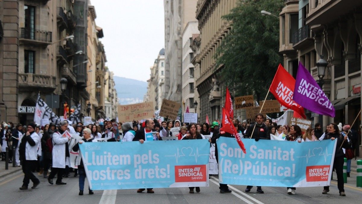 Manifestació del sector sanitari aquest dimarts a Barcelona