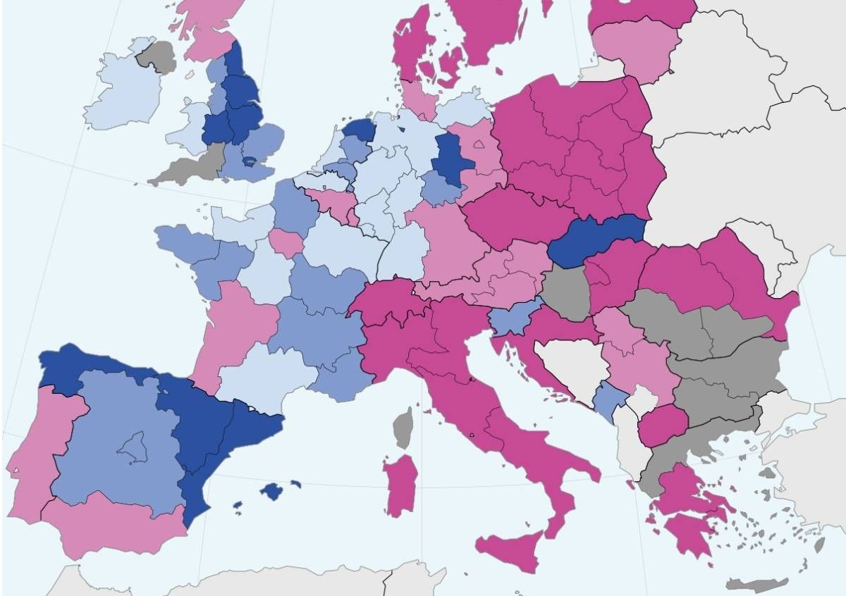 Mapa europeu, en funció del percentatge de treballadors per ETT.