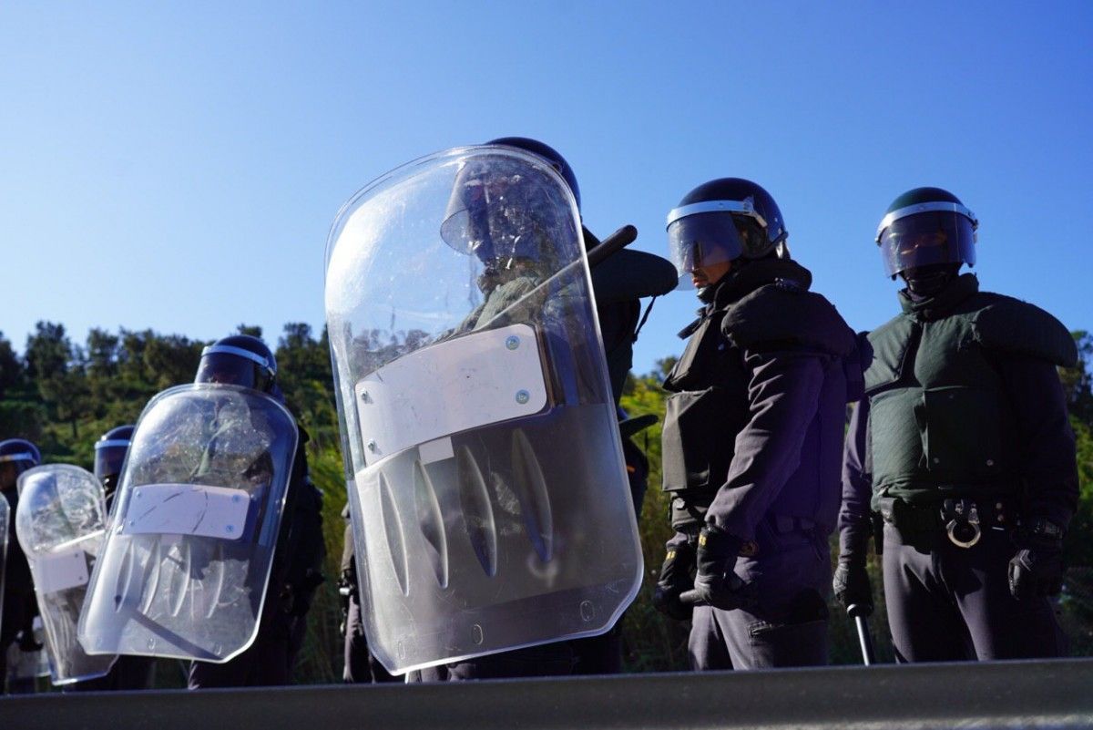 La Guàrdia Civil, durant la protesta de Tsunami Democràtic a la Jonquera.