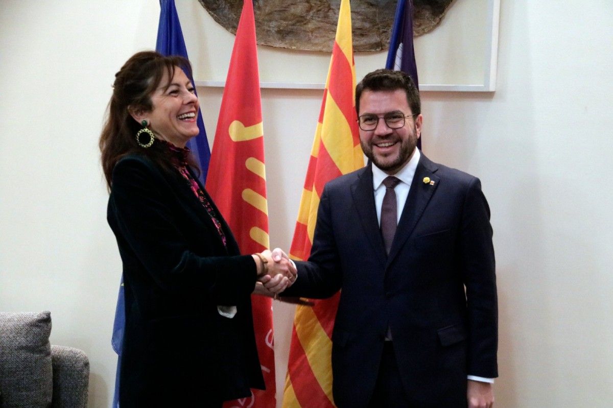 Pere Aragonès amb la presidenta occitana, Carole Delga.