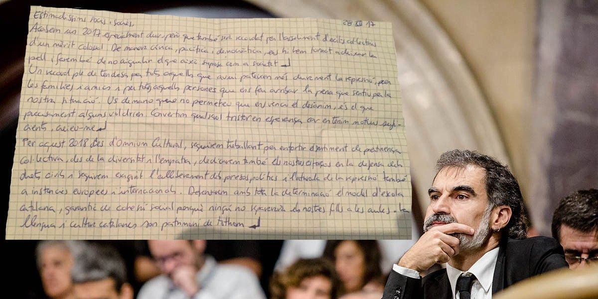 La carta de Jordi Cuixart des de la presó