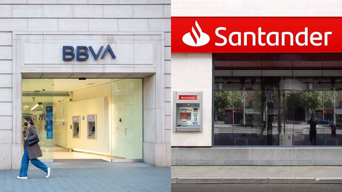 Dos sucursals bancàries del BBVA i el Santander