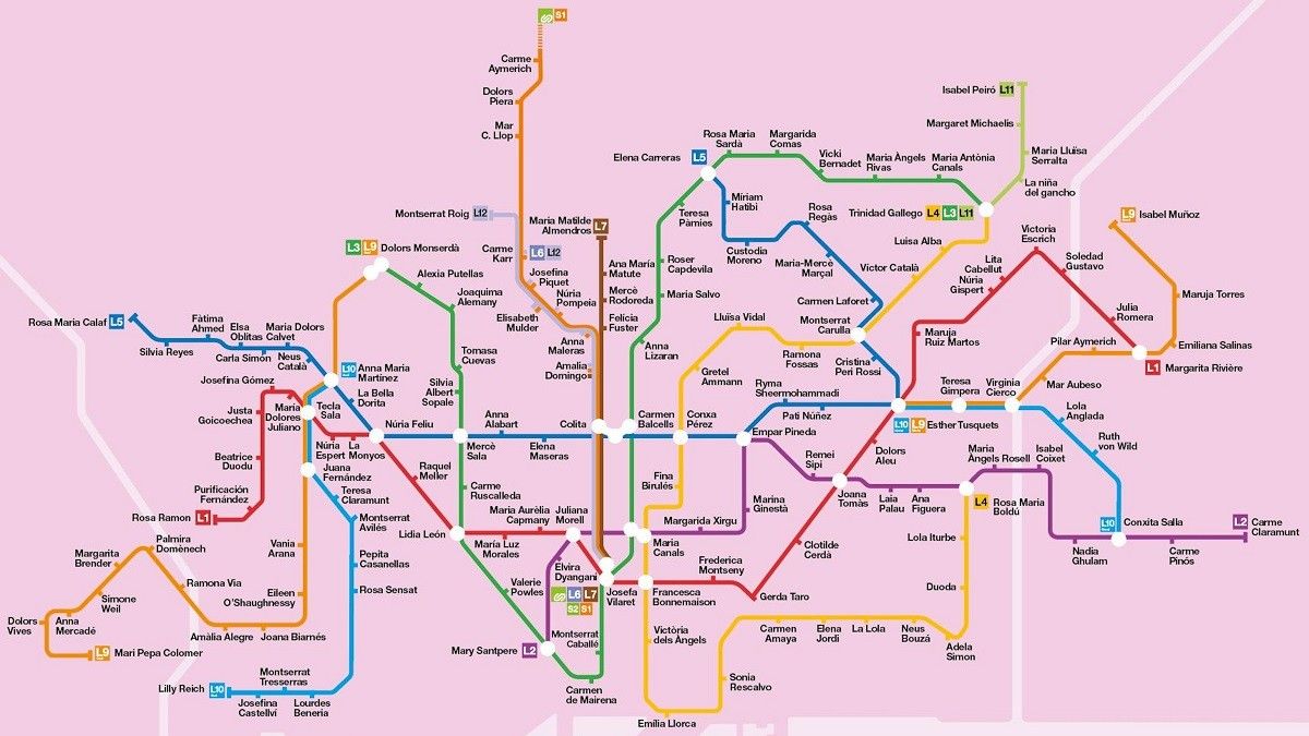 El mapa simbòlic del Metro amb les parades amb noms de dones