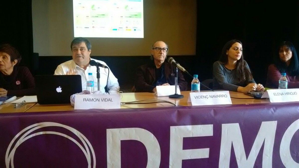 El president de la gestora, Vicenç Navarro, ha estat present a l'assemblea anual de Podem Sabadell