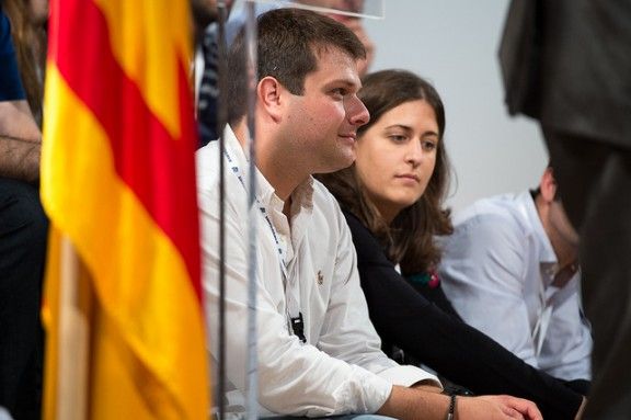 Gerard Figueras i Marta Pascal, durant el congrés de la JNC a Girona