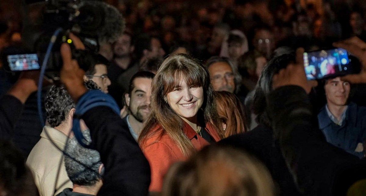 Laura Borràs en la protesta contra la detenció de Clara Ponsatí