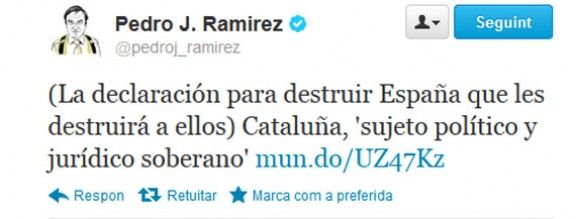 La piulada de Pedro J. Ramírez.