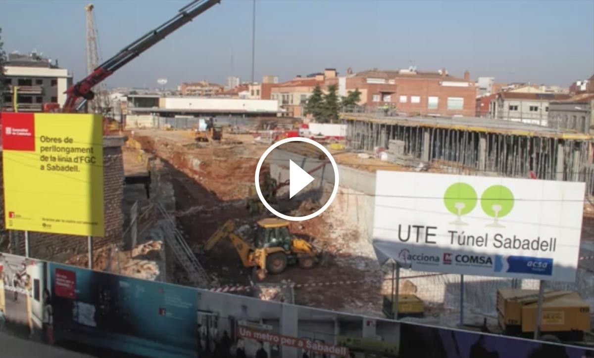 Les obres de construcció de l'estació dels FGC a Can Feu - Gràcia de Sabadell