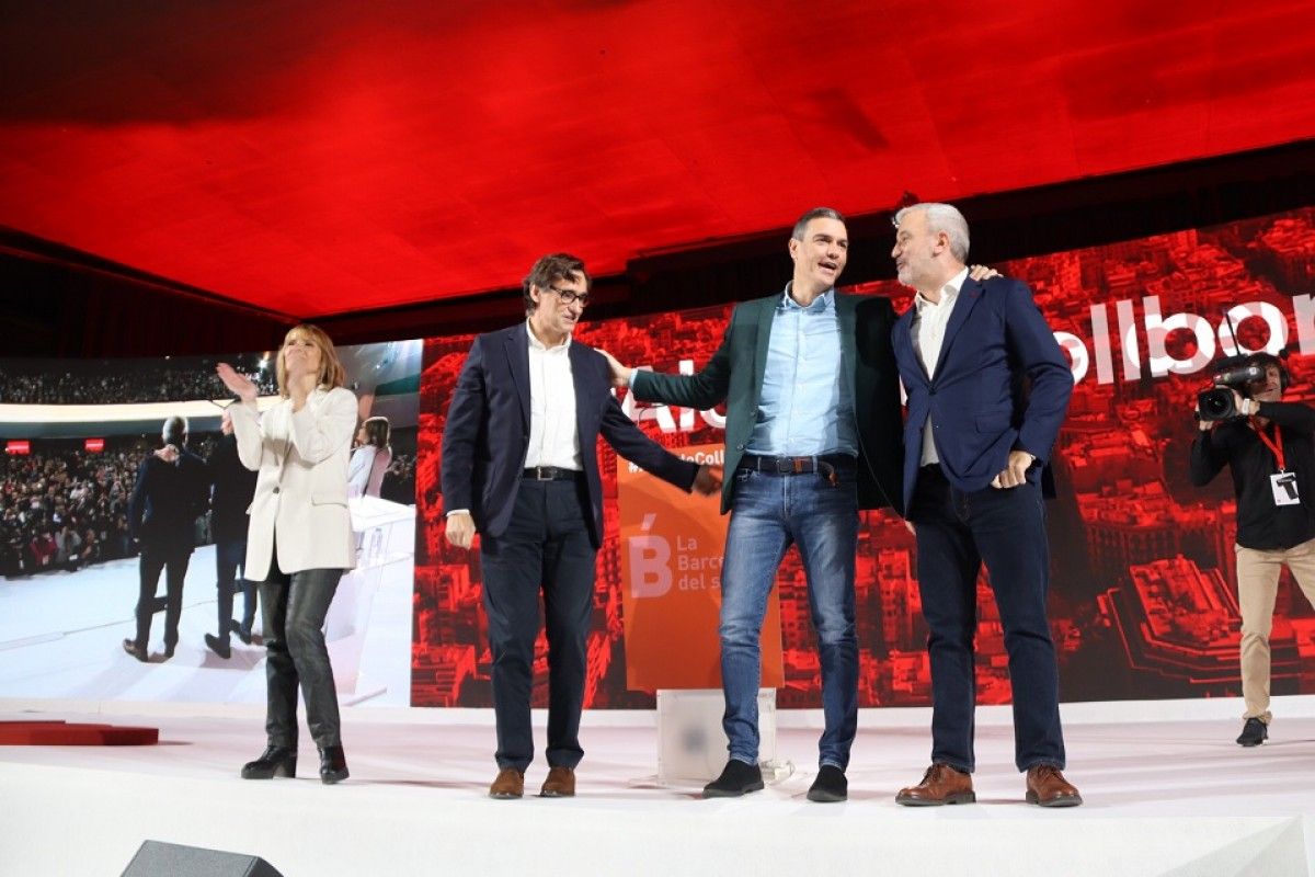 Moret, Illa, Sánchez i Collboni, en un míting a Barcelona
