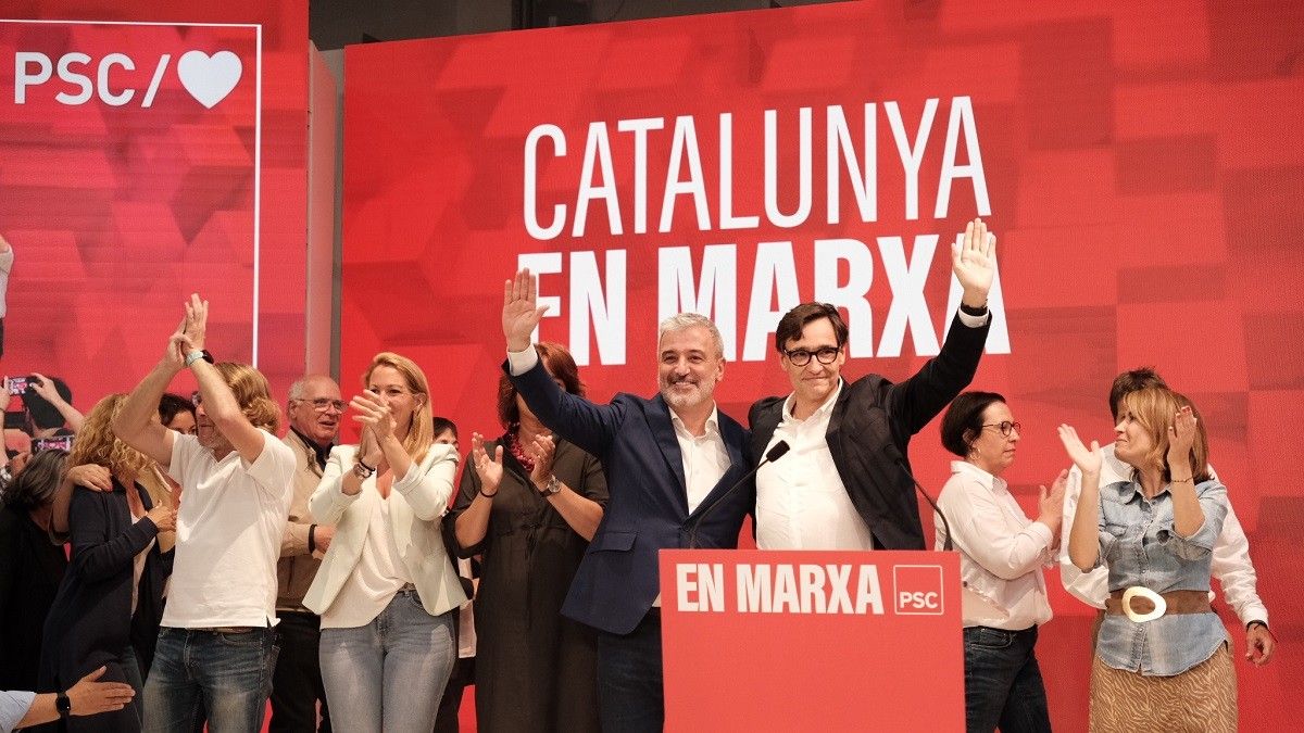Collboni i Illa, a la seu electoral del PSC a Barcelona