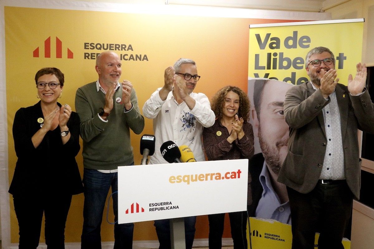La cap de llista d'ERC, Montse Bassa, amb els altres dos diputats Joan Margall i Laia Cañigueral i el senador Jordi Martí.
