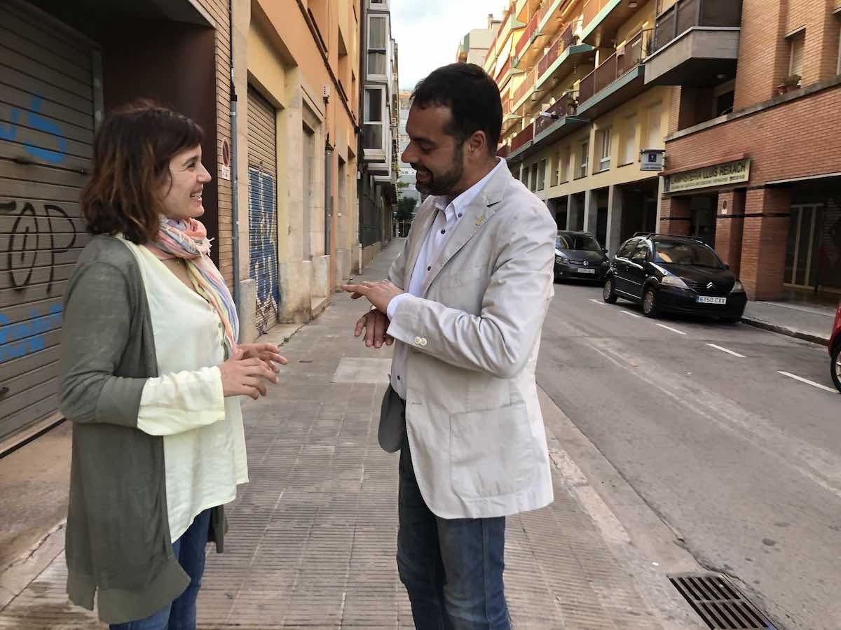 Quim Ayats, cap de llista d'ERC Girona, junt amb la també candidata Annabel Moya.
