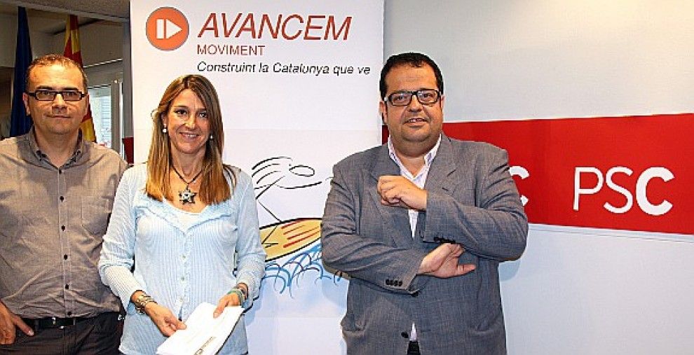 D'esquerra a dreta, Ignasi Thió, Glòria Plana i Joan Ignasi Elena, que han presentant candidatura a les primàries del PSC.