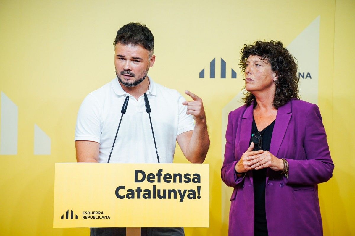 Gabriel Rufián i Teresa Jordà, aquest dilluns a la roda de premsa d'ERC