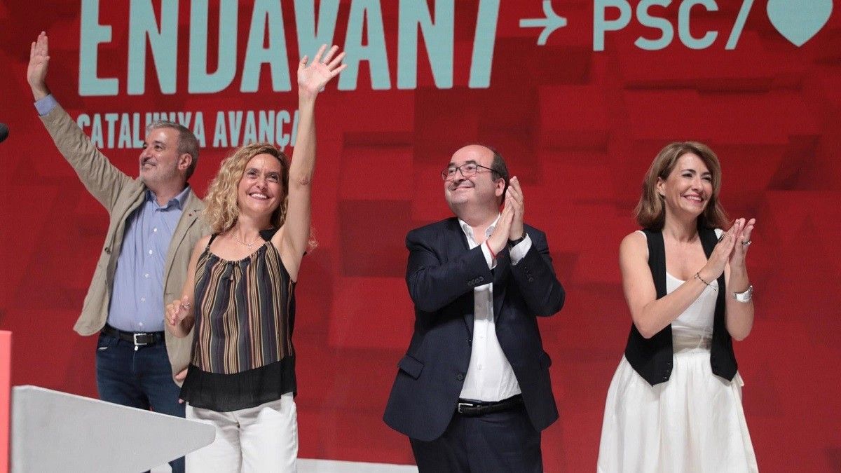Collboni, Batet, Iceta i Sánchez, a l'acte d'obertura de la campanya pel 23-J