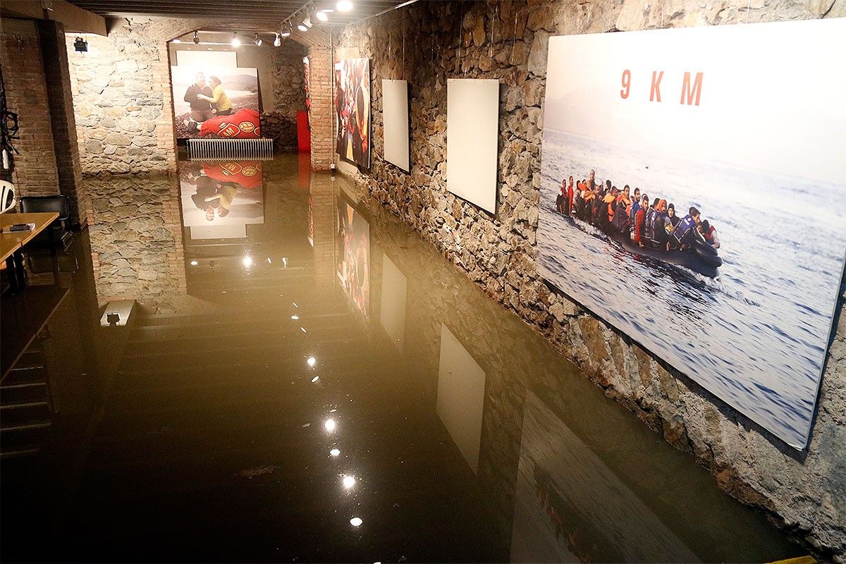 El teatre de Ribes de Freser el 15 d'octubre de 2018, inundat