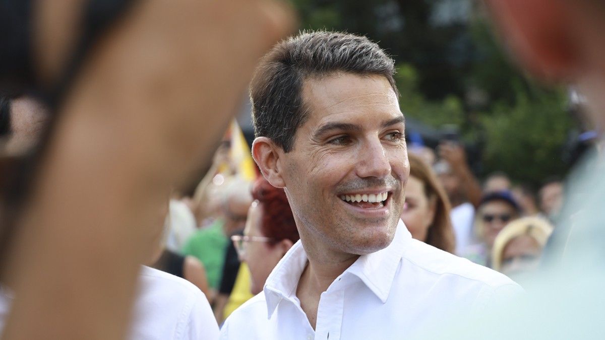 Nacho Martín Blanco, durant un acte de campanya al Turó Park