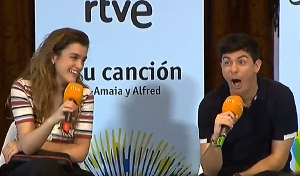 Amaia i Alfred en una roda de premsa sobre Eurovisió.