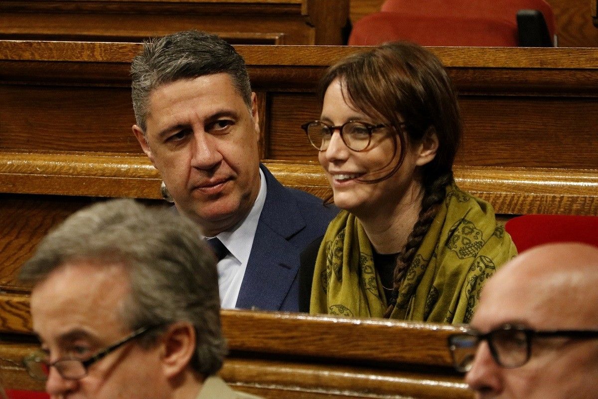 Andrea Levy i Xavier García Albiol, en un ple del Parlament