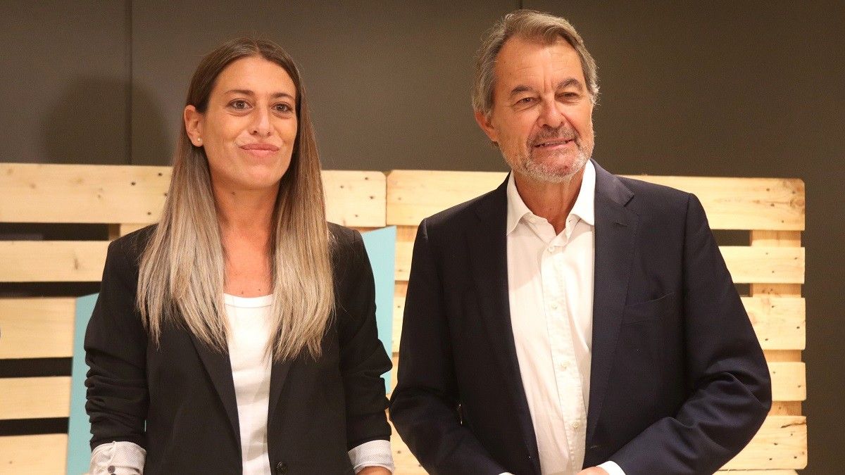 Míriam Nogueras i Artur Mas en l'acte de campanya de Junts a Barcelona