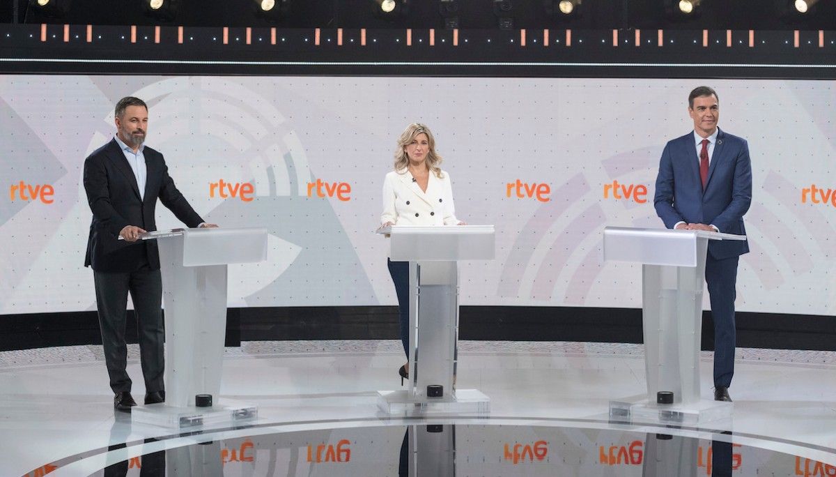 Abascal, Díaz i Sánchez al debat a tres de RTVE