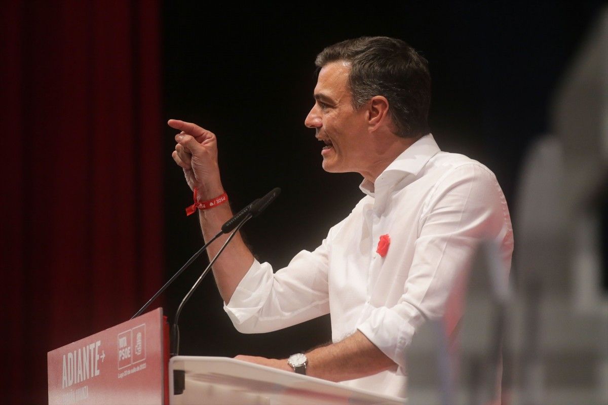 Pedro Sánchez, en un míting de campanya el 20 de juliol.