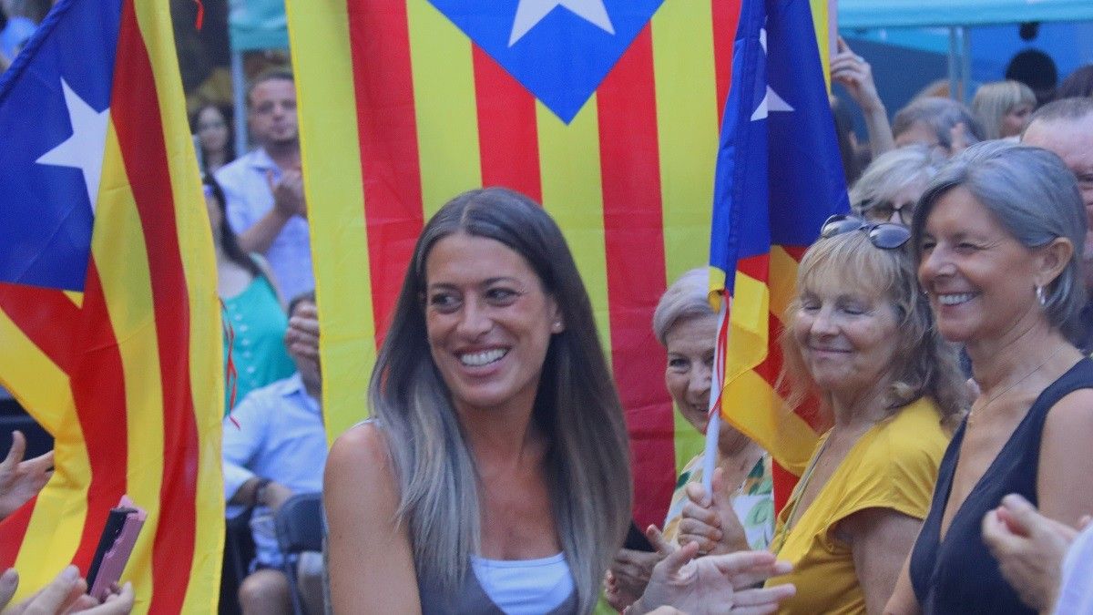 Míriam Nogueras, en el míting final de Junts.