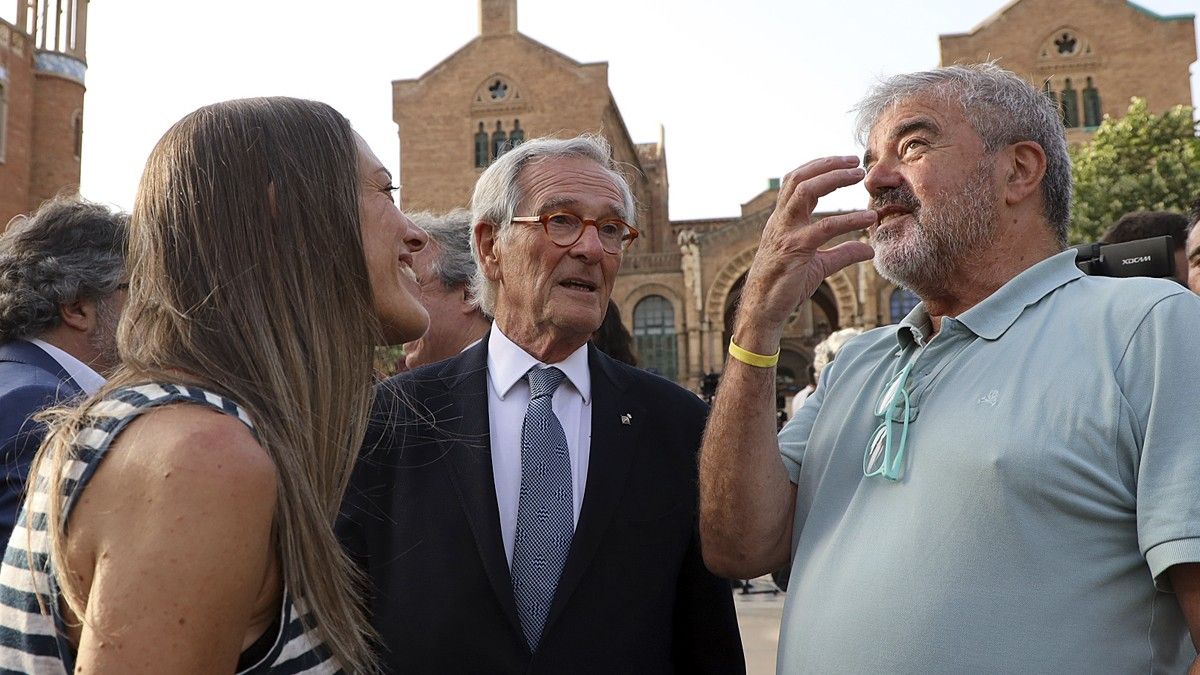 Xavier Trias, amb Míriam Nogueras en un acte de campanya