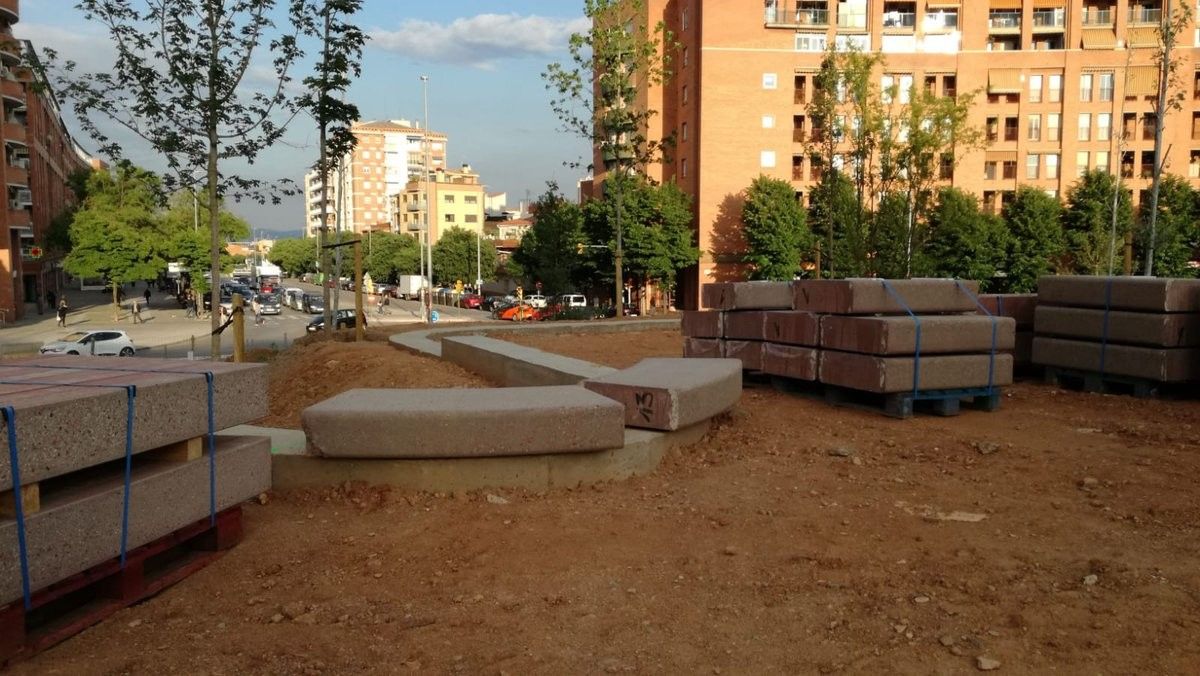 Obres a la plaça d'Espanya de Sabadell