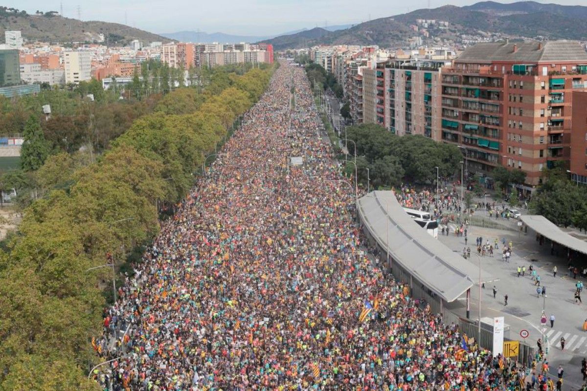 Les Marxes per la Llibertat de la Catalunya Central arribant a la Meridiana de Barcelona