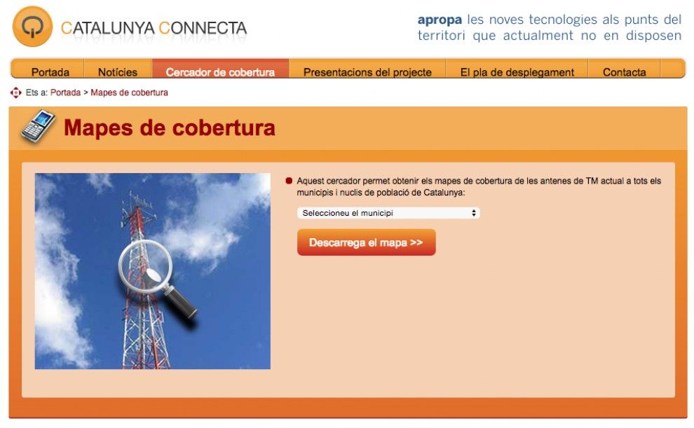 Captura del portal 'Catalunya connecta'.