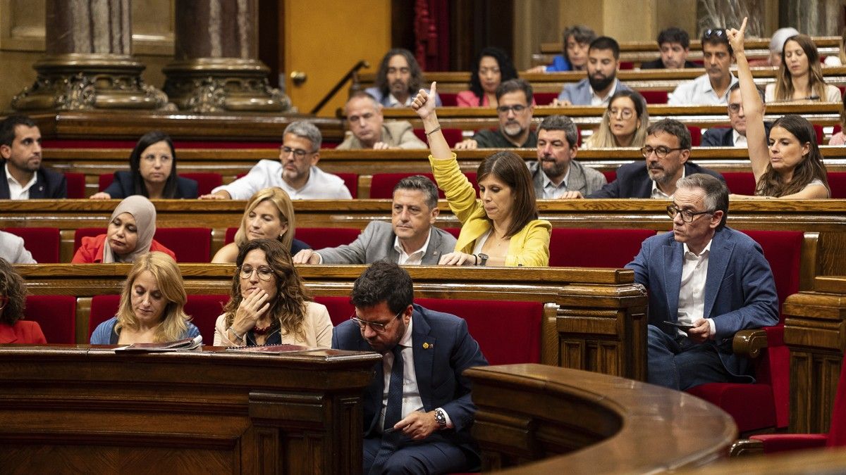  Moment de la votació, en el ple del Parlament d'aquest divendres.