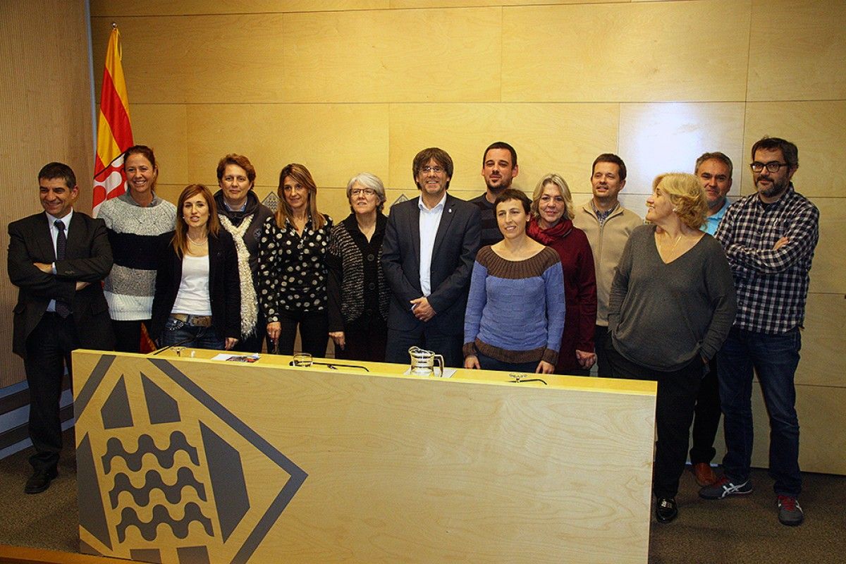 L'alcalde de Girona amb els regidors de CiU, CUP i ERC