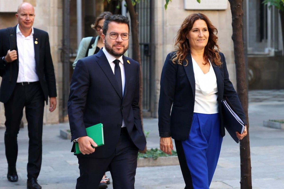 Pere Aragonès i Laura Vilagrà, aquest dimarts abans de la reunió del Consell Executiu.