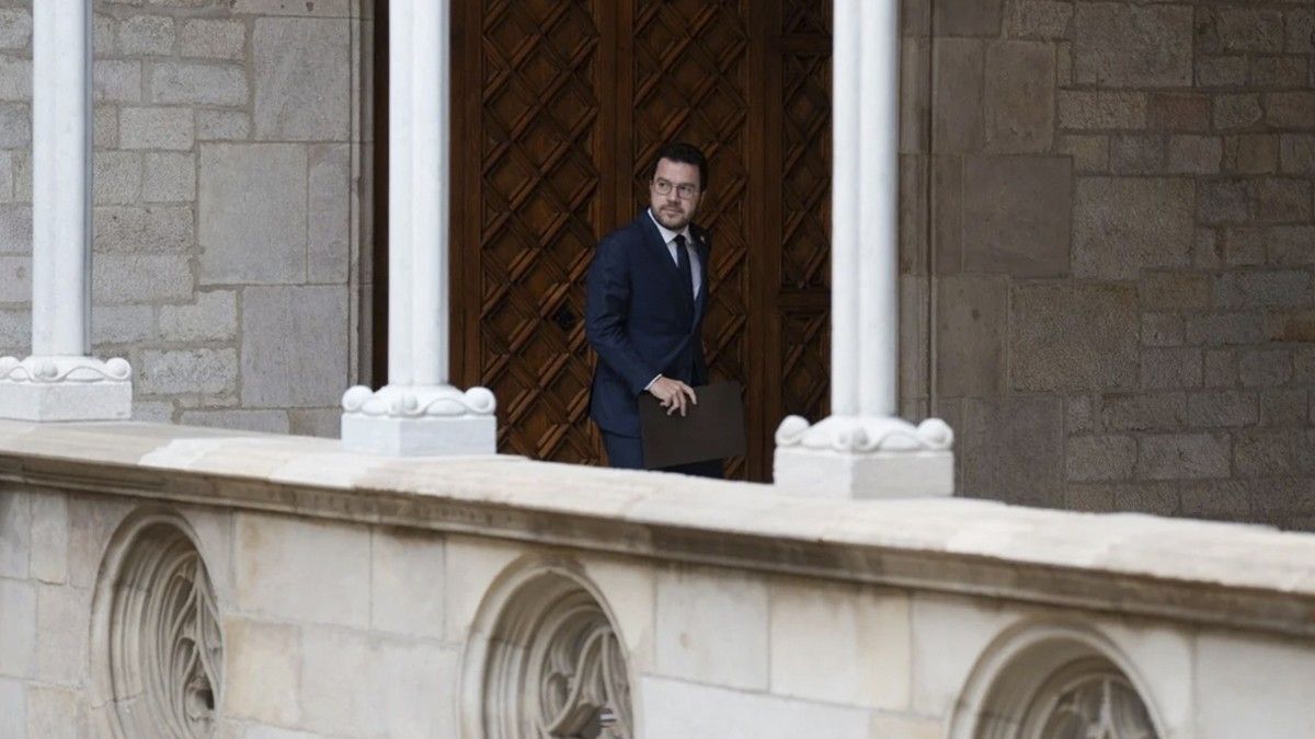 El president de la Generalitat, Pere Aragonès, aquest dilluns a Palau.