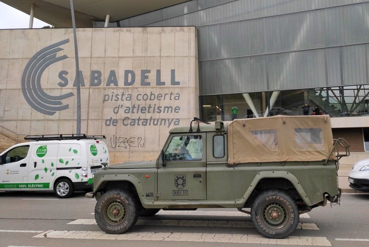 L'exèrcit espanyol a les instal·lacions esportives de Sabadell.
