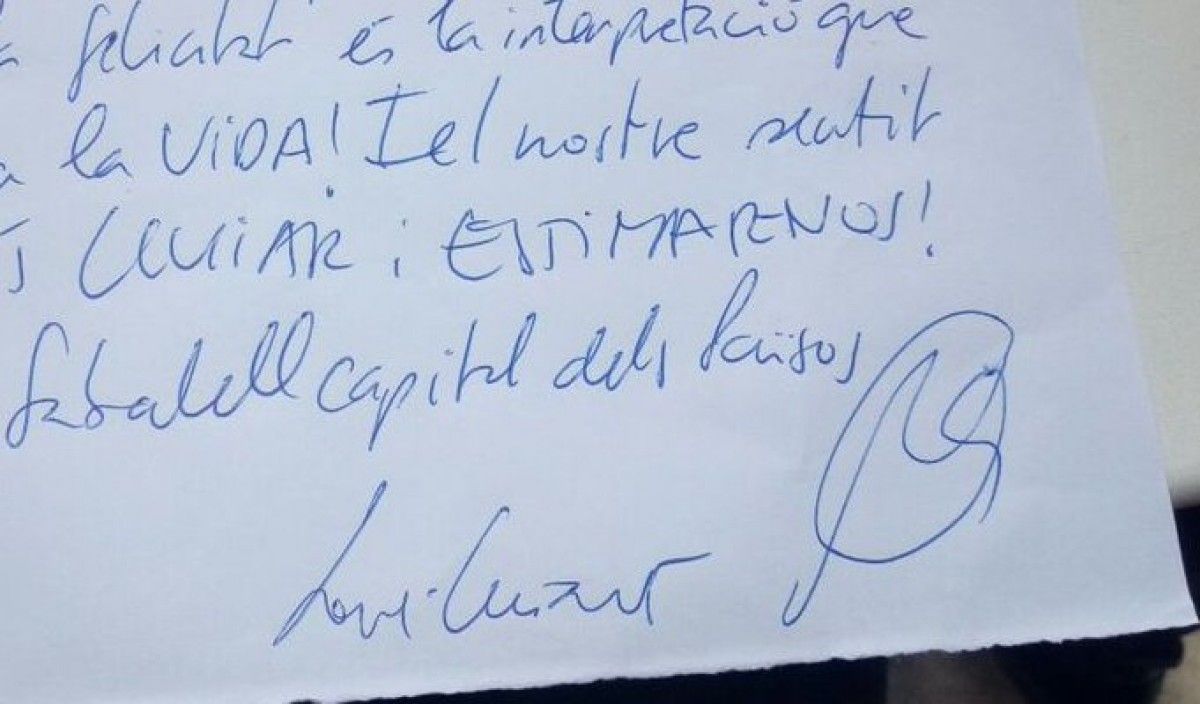 Detall del missatge que Jordi Cuixart a fet arribar a Albert Boada