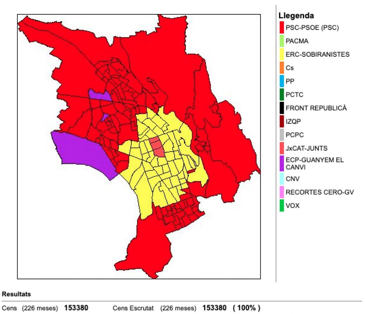 Mapa de vot a Sabadell
