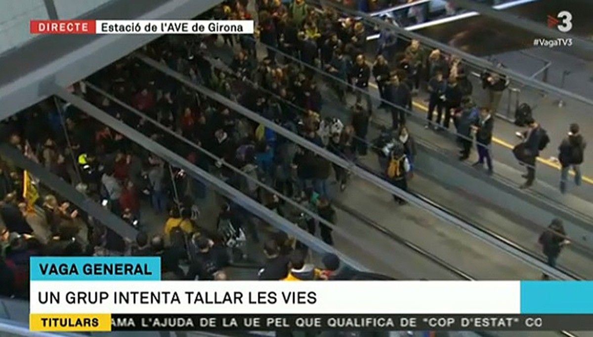 El tall de l'AVE a Girona per la vaga general