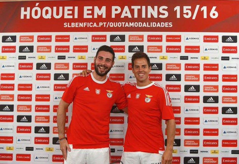 Jordi Adroher, a la dreta,  campió d'Europa amb el Benfica
