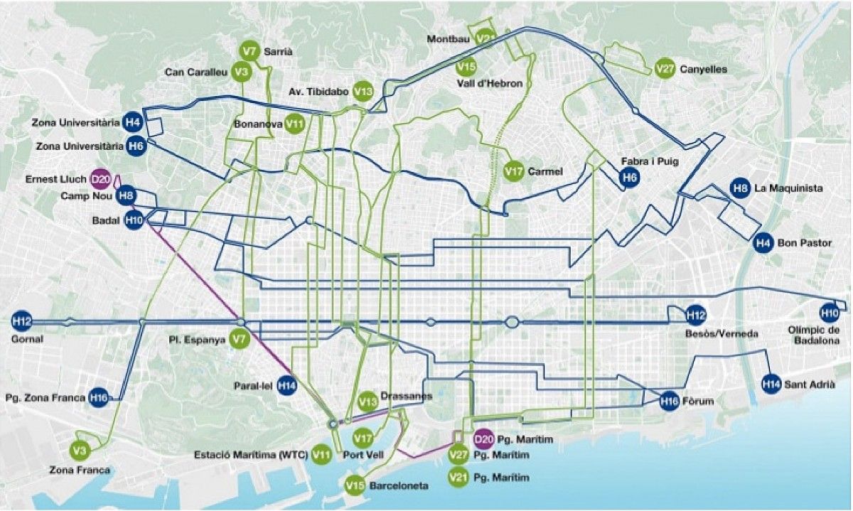 Mapa de la xarxa de busos a partir del 29 de febrer de 2016