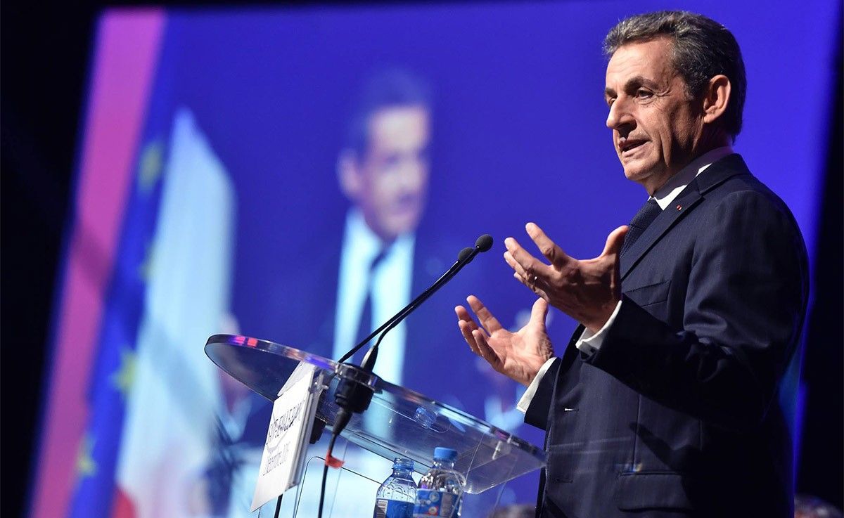 Nicolas Sarkozy, durant un discurs amb Els Republicans en una imatge d'arxiu