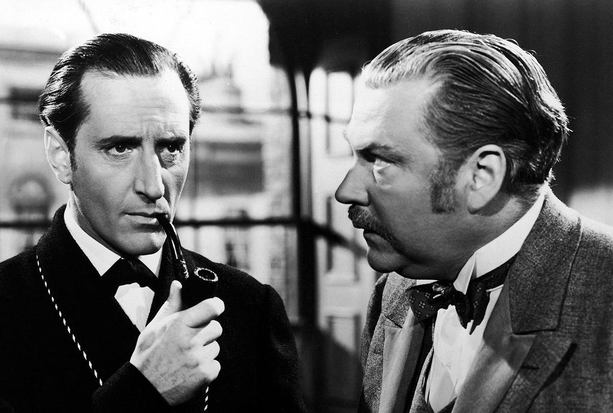 Basil Rathbone, el Sherlock Holmes més famós del cinema, amb l'inseparable Watson