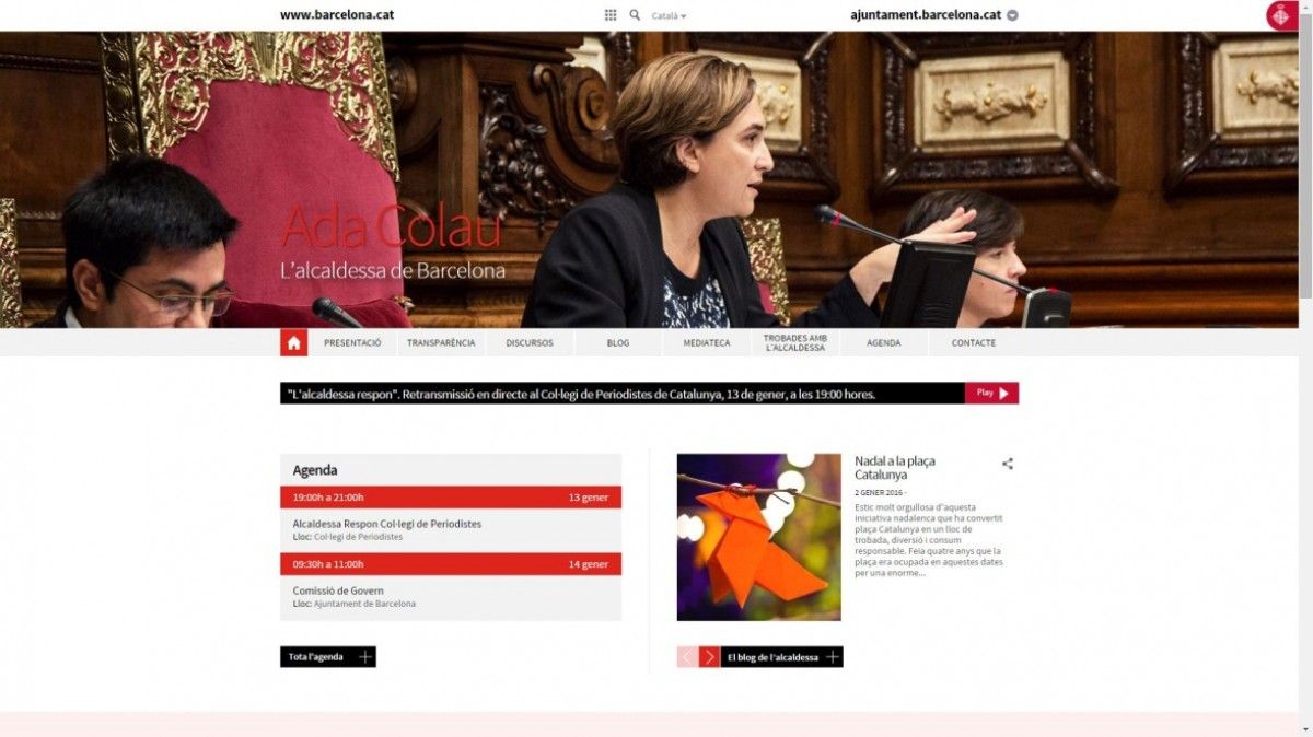 Captura de pantalla del nou web de l'alcaldessa